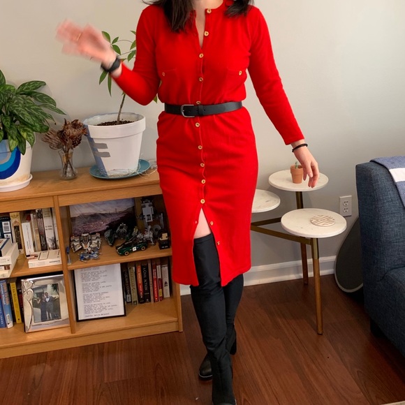 Vintage Dresses & Skirts - Vintage | red long sleeve midi dress